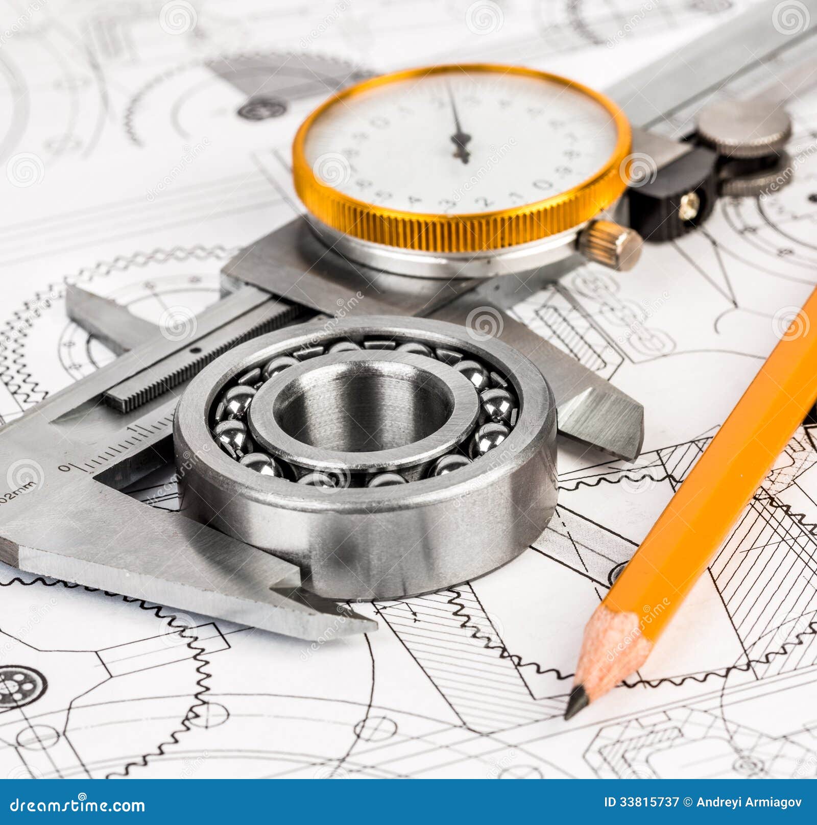 Ball Bearings on Technical Drawing Stock Image Image of concept