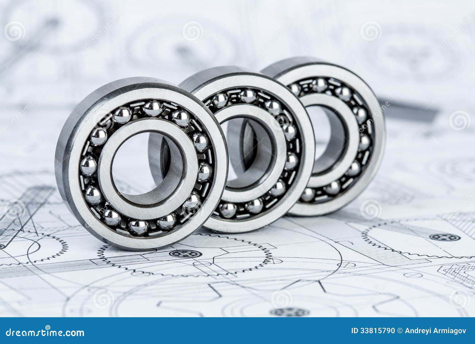 Ball Bearings on Technical Drawing Stock Photo Image of built