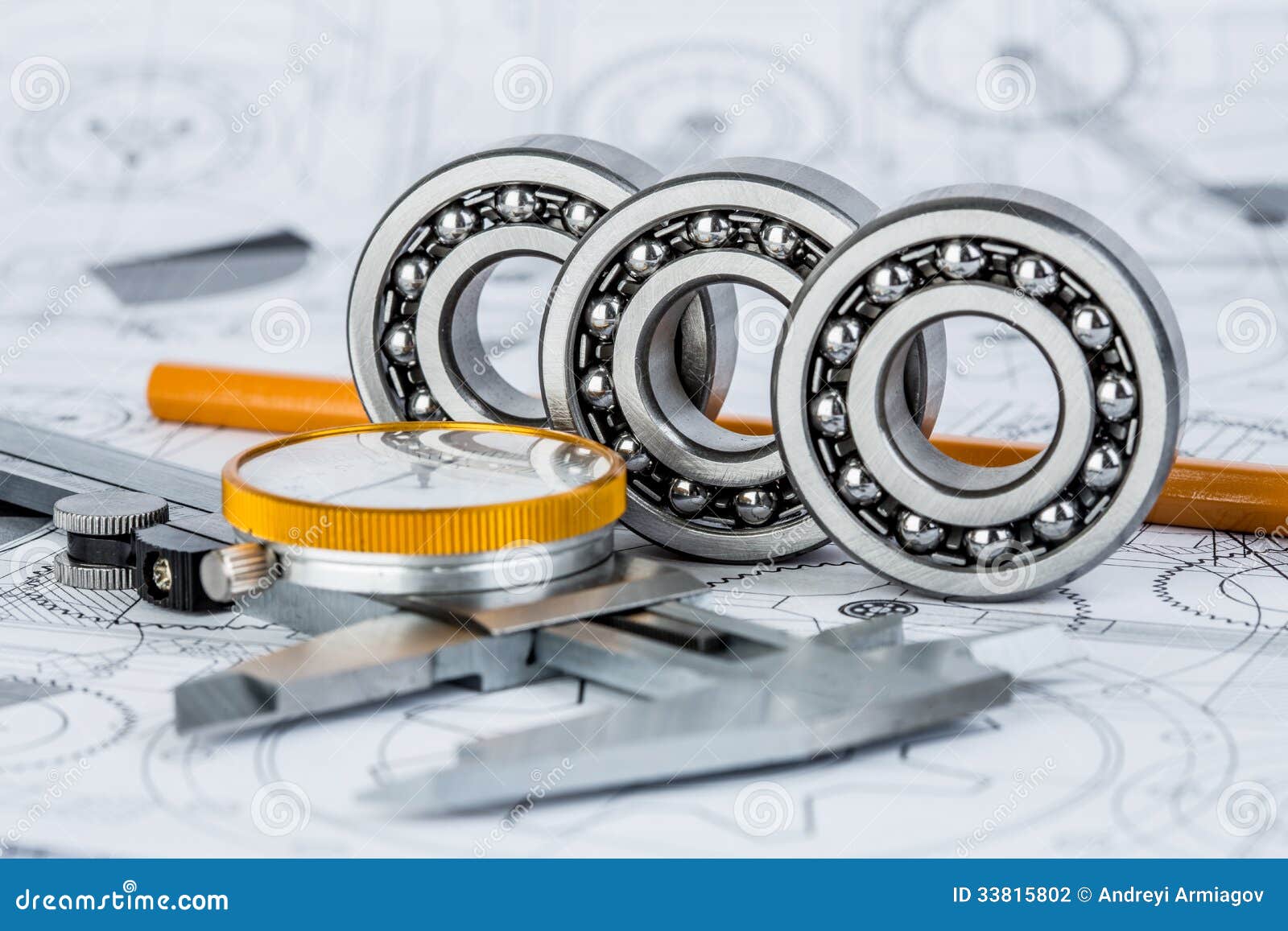 Ball Bearings on Technical Drawing Stock Photo Image of drawing