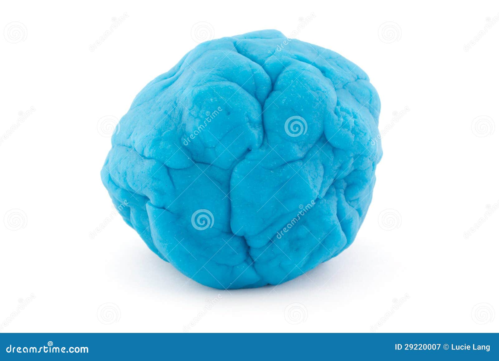 ball of blue play dough on white