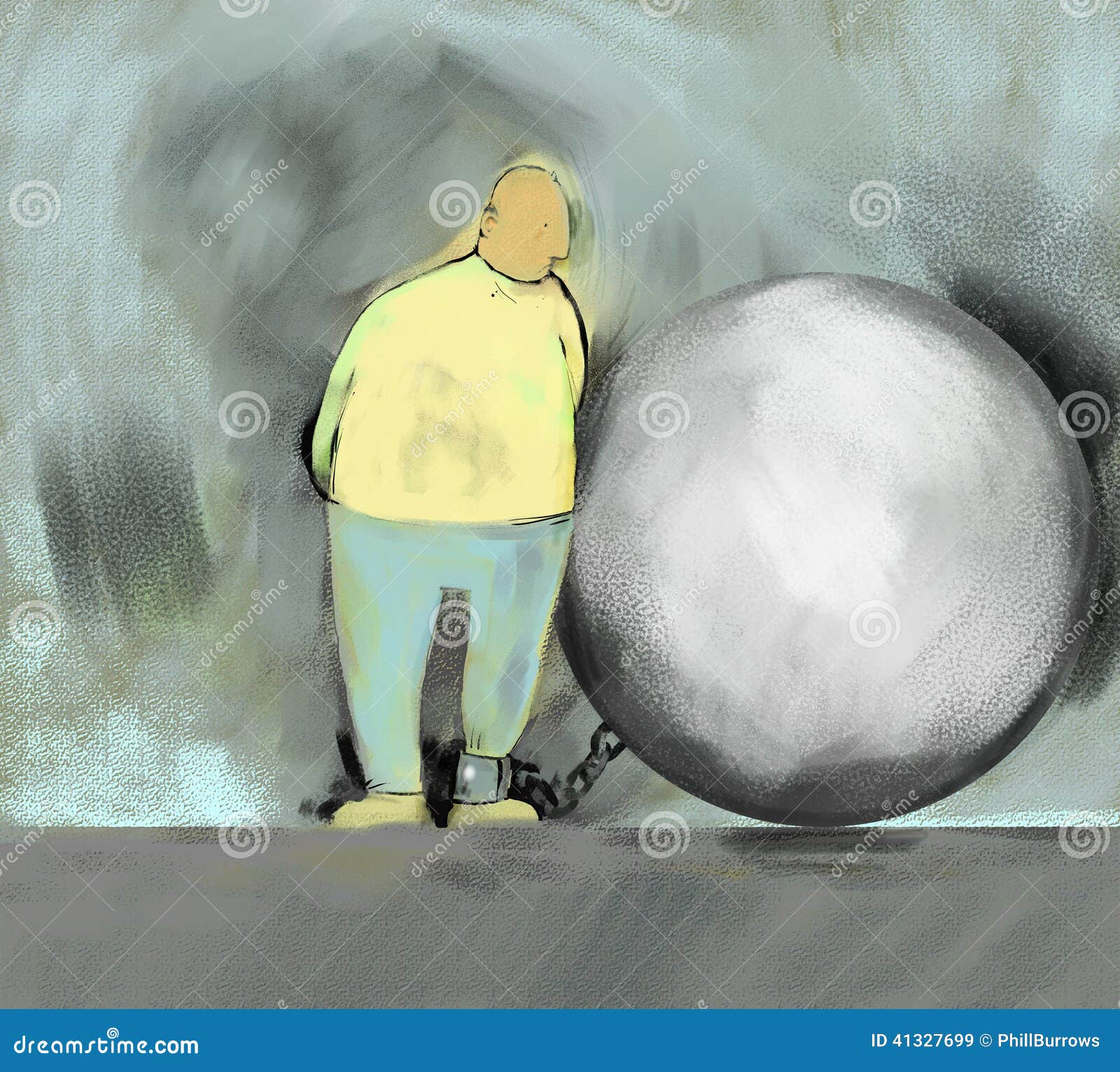 Walking With A Ball And Chain  Great PowerPoint ClipArt for