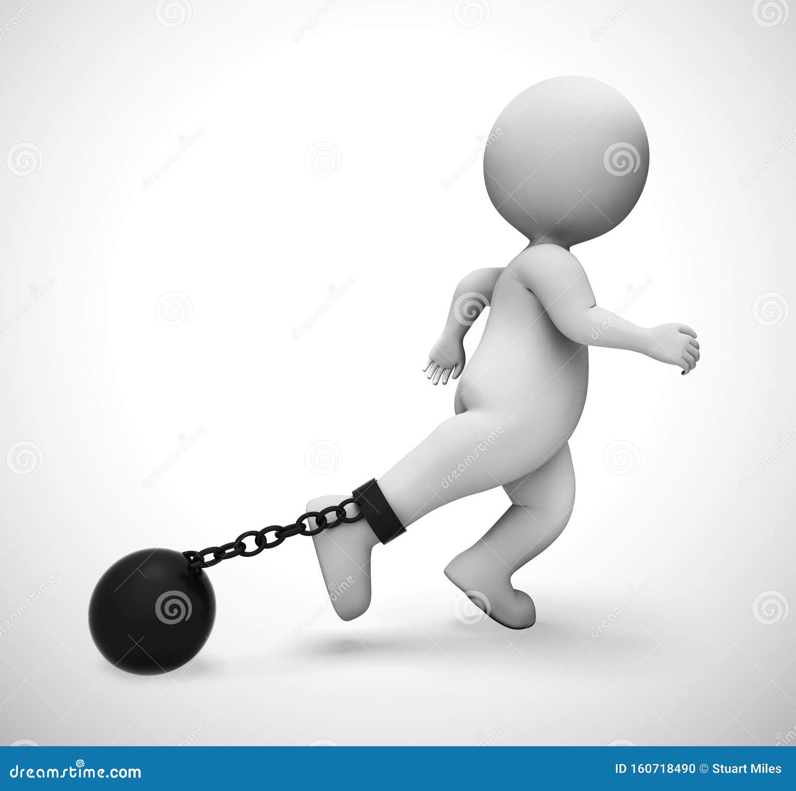 Walking With A Ball And Chain  Great PowerPoint ClipArt for