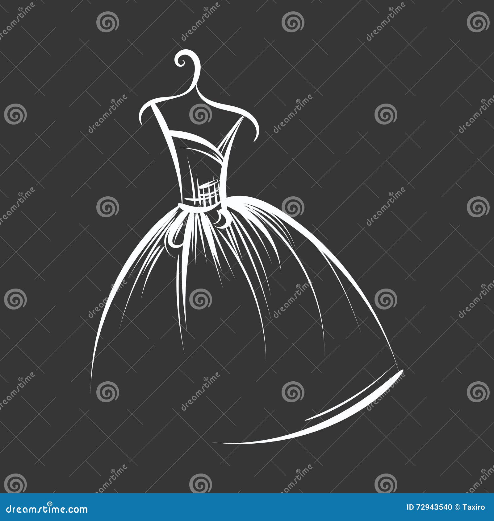 Ball Gown Hand Drawing on a Hanger Stock Vector - Illustration of frill ...