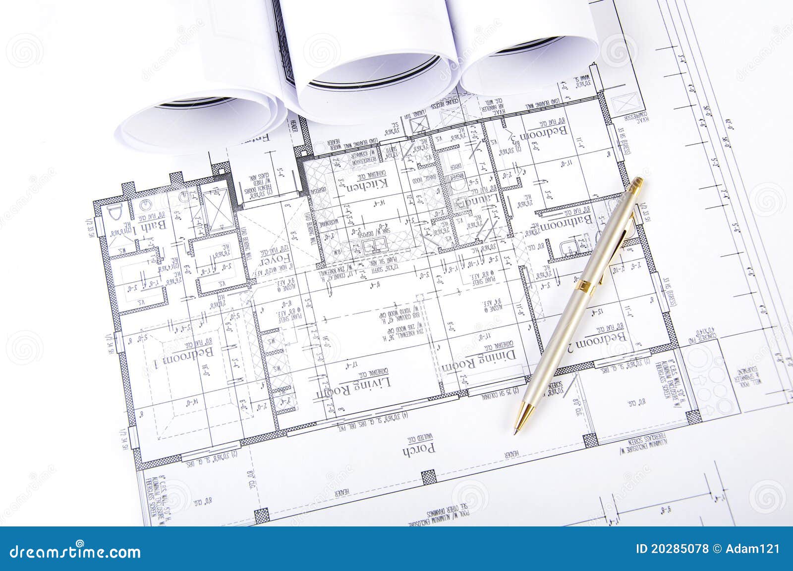 Ball Pen, Charts, Documents, Blueprint Stock Photo Image of