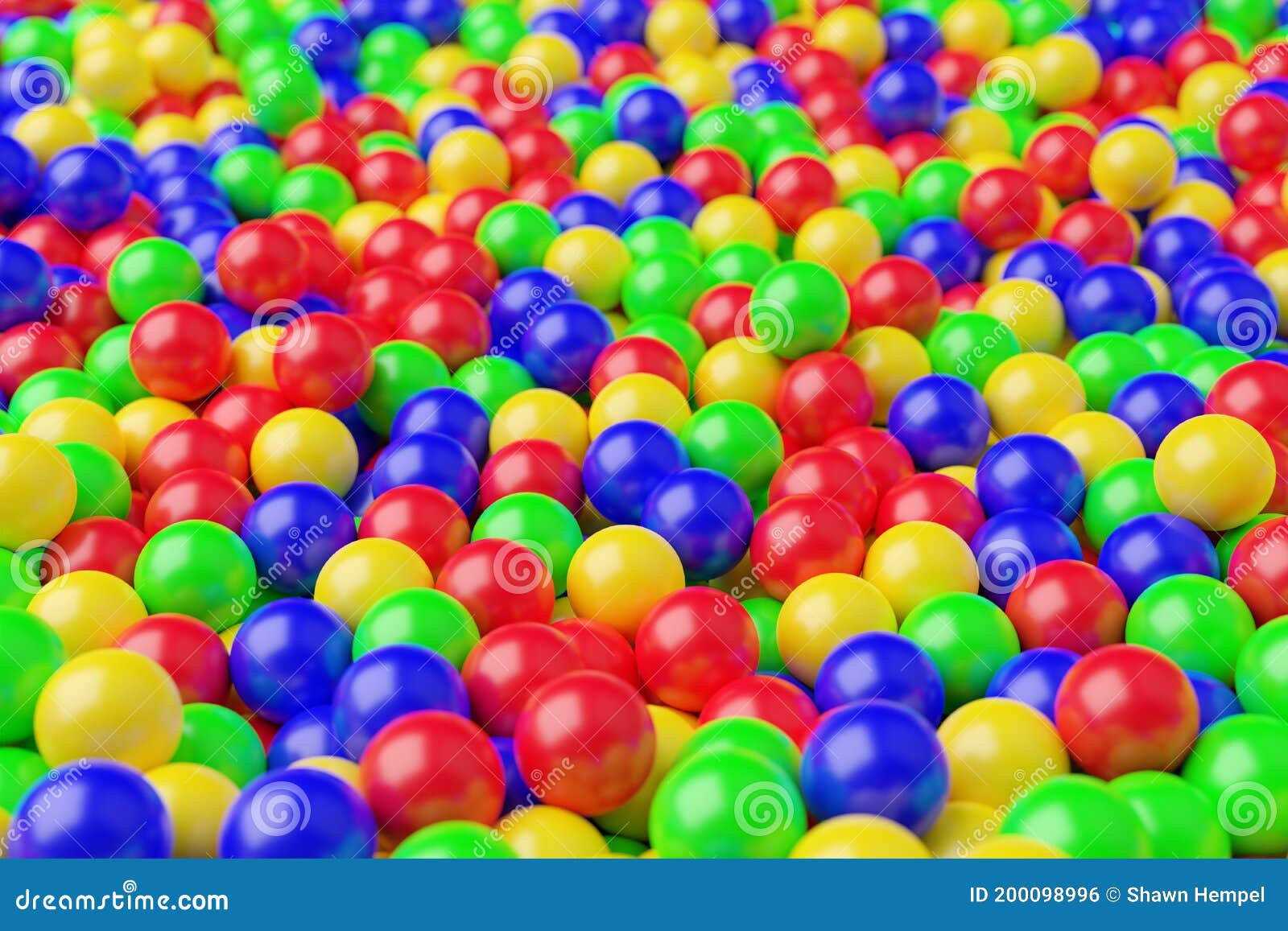 Ball Pool or Pit Filled with Red, Green, Yellow and Blue Plastic Balls