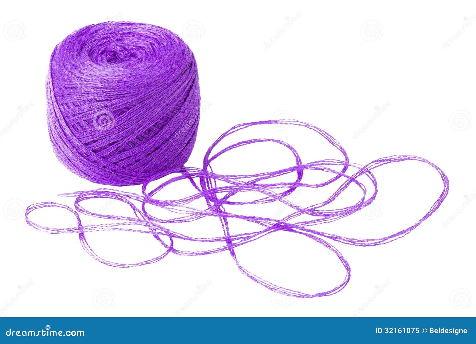 Ball of Purple Yarn Isolated on White Stock Image Image of craft