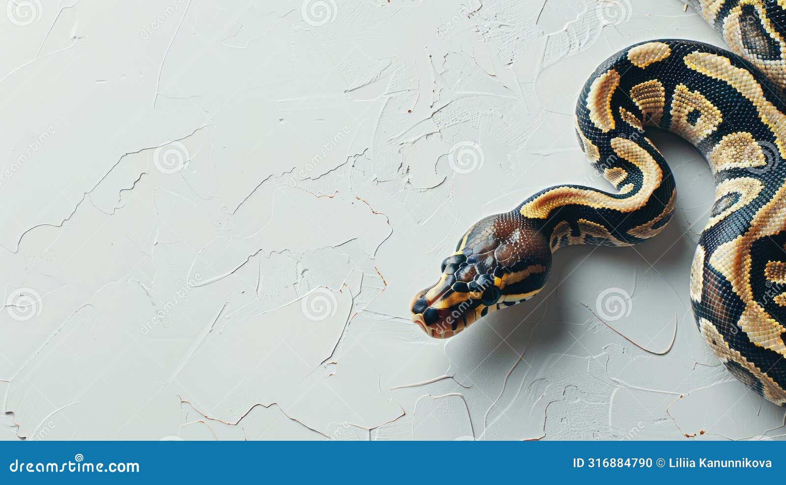 a ball python against a pristine white background, showcasing its striking patterns and unique coloration in a