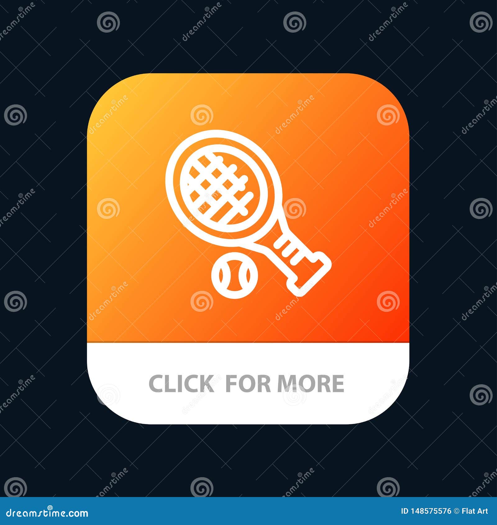 Ball, Racket, Tennis, Sport Mobile App Button. Android and IOS Line
