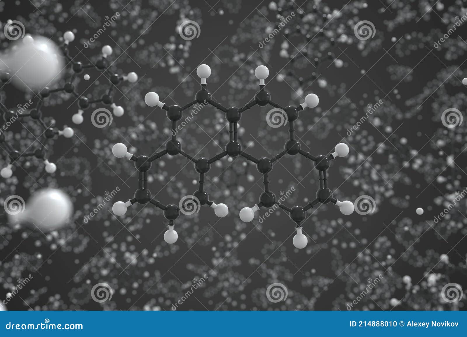 benzo(c)phenanthrene molecule. ball-and-stick molecular model. chemistry related 3d rendering