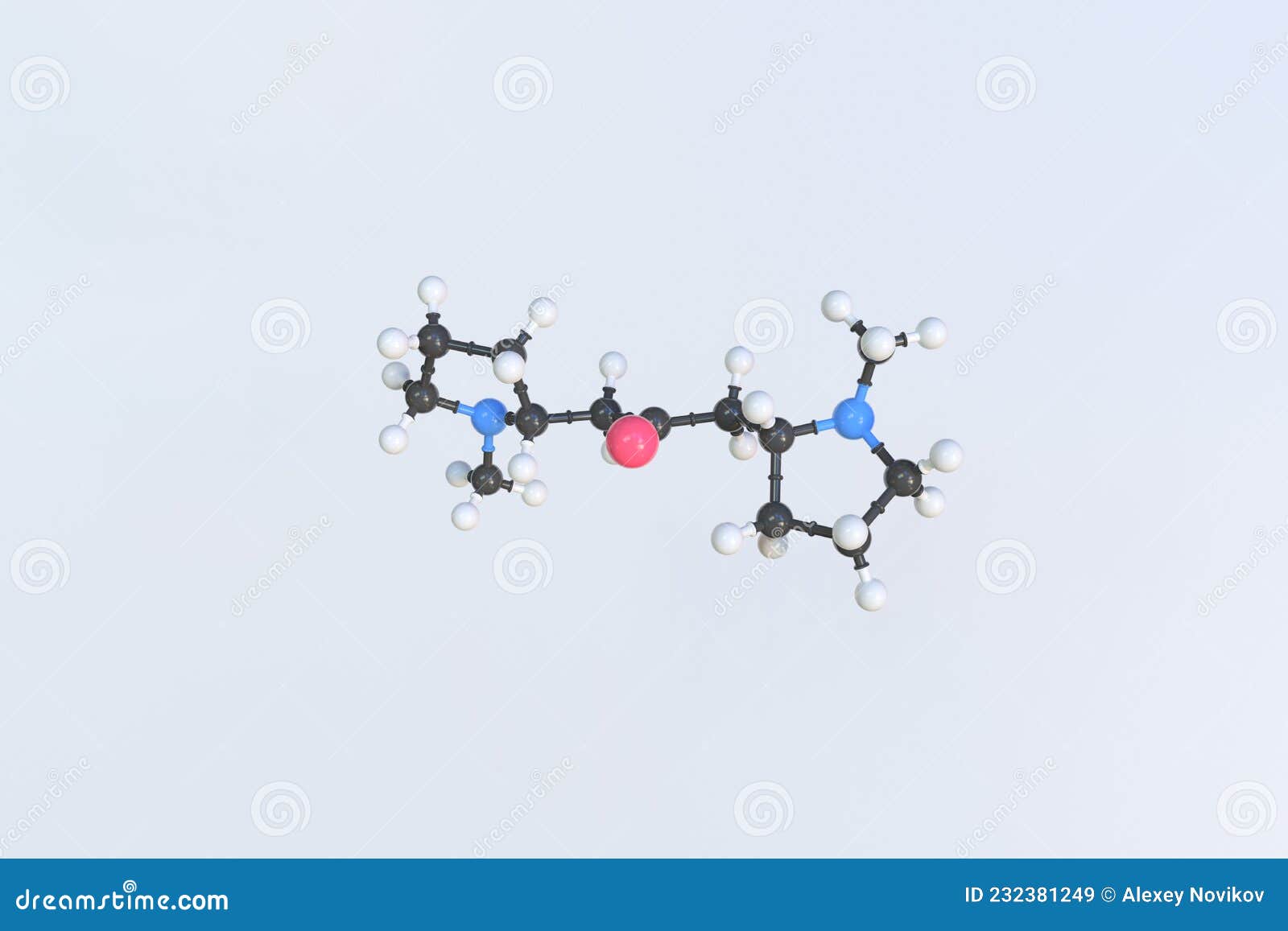 cuscohygrine molecule made with balls,  molecular model. 3d rendering