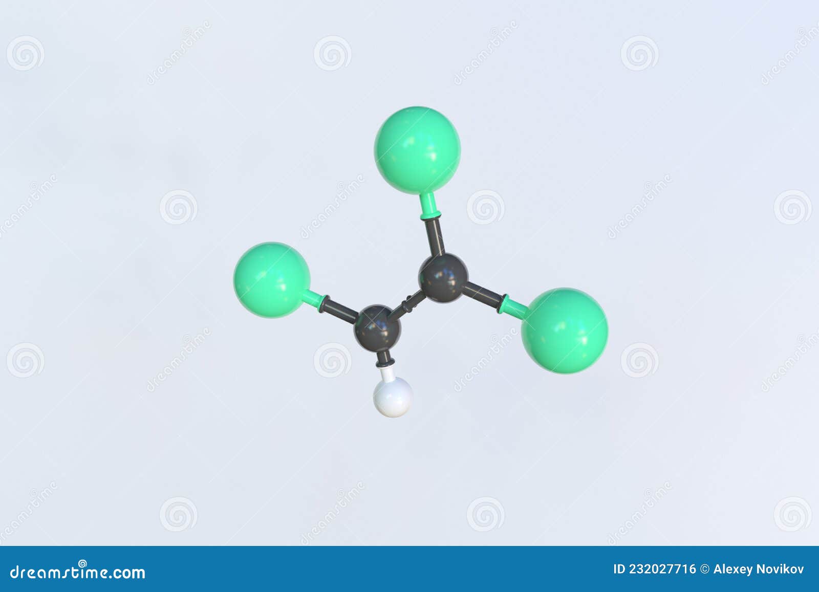 Molecule of Trichloroethylene, Isolated Molecular Model. 3D Rendering ...