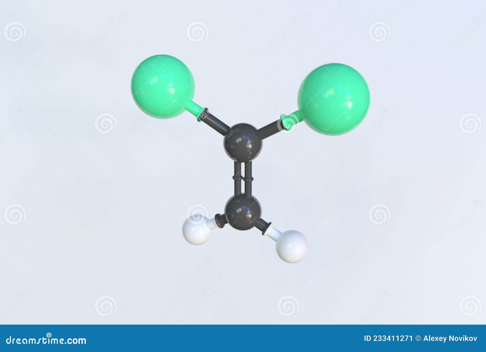 Polyvinylidene Chloride Molecule Made with Balls, Isolated Molecular ...