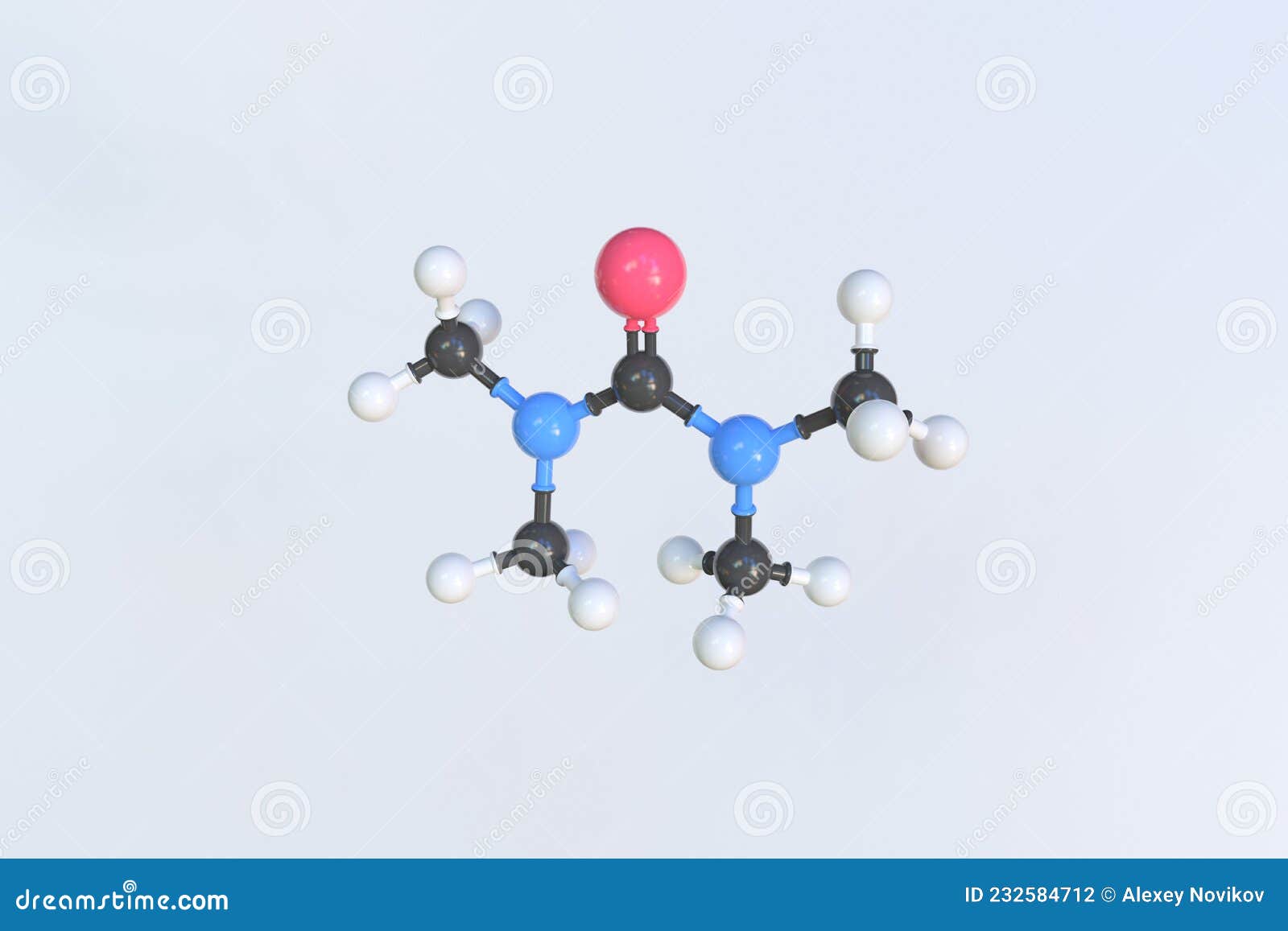 Tetramethylurea Molecule Made with Balls, Scientific Molecular Model