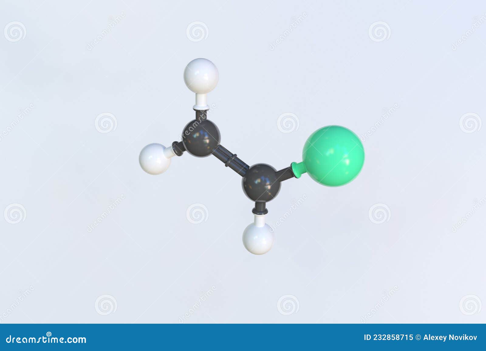 Vinyl Fluoride Molecule Made with Balls, Isolated Molecular Model. 3D ...
