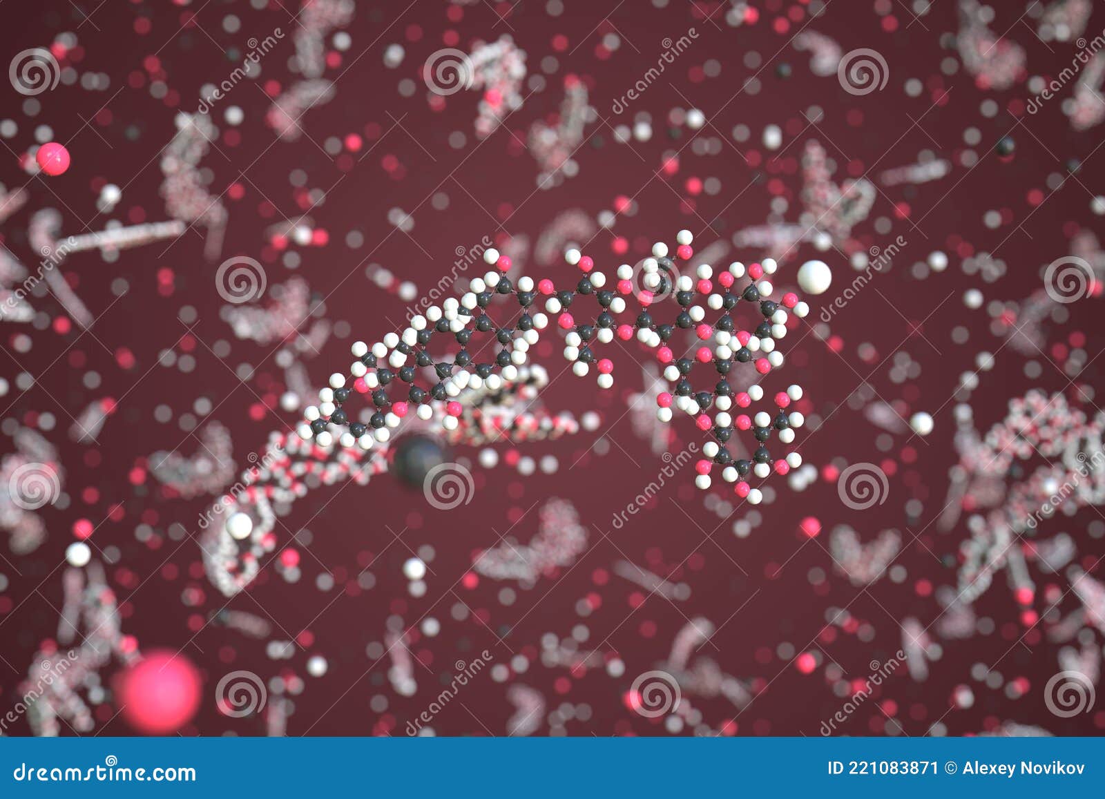 digitonin molecule made with balls, conceptual molecular model. chemical 3d rendering