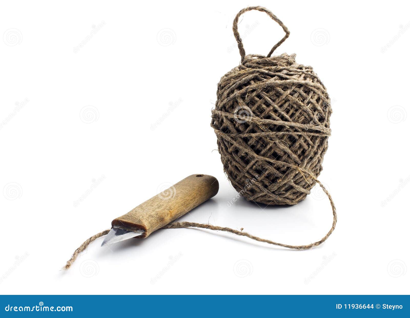 Ball of Thick String and Knife Stock Photo - Image of isolated