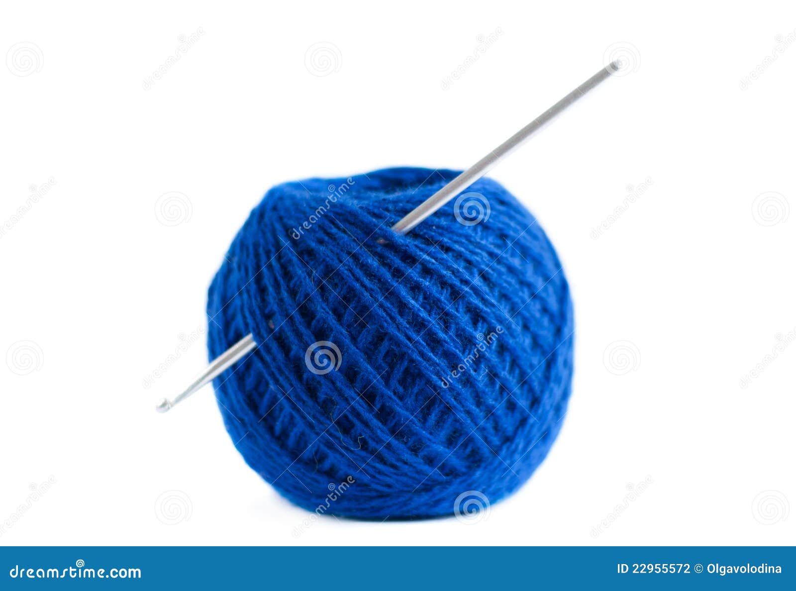 Ball Of Blue Yarn And Crochet Hook Isolated On White Stock Photo, Picture  and Royalty Free Image. Image 12932449.