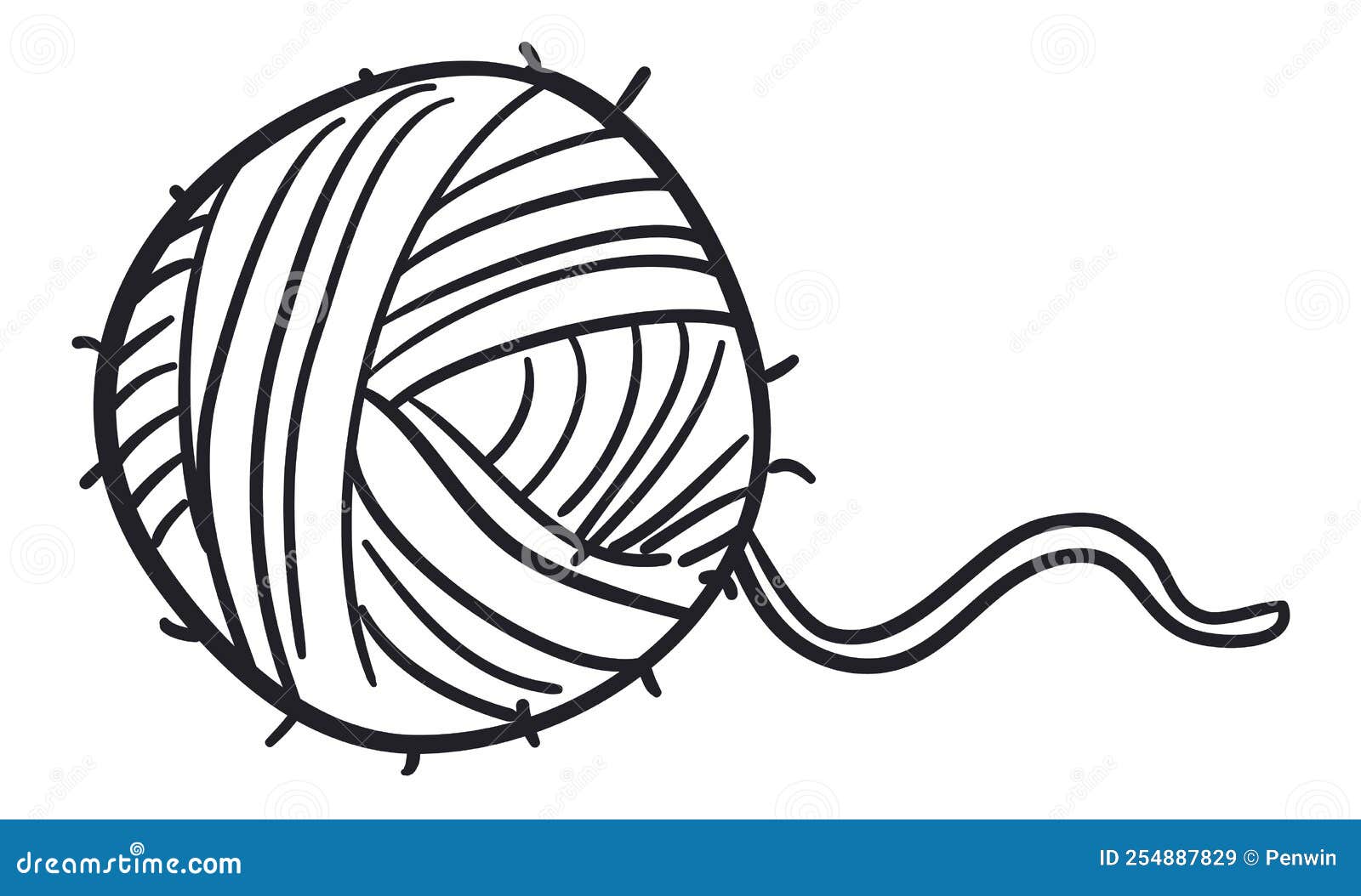 Ball of Yarn in Doodle Style To Coloring Activities, Vector