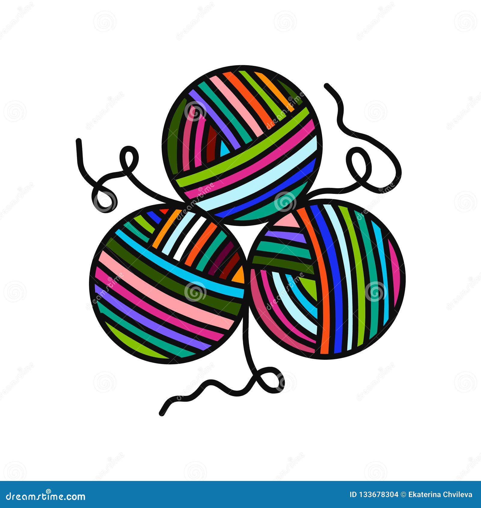 Ball of Yarn Wool Hand Drawn Logo Logotype for Yarning Project Courses