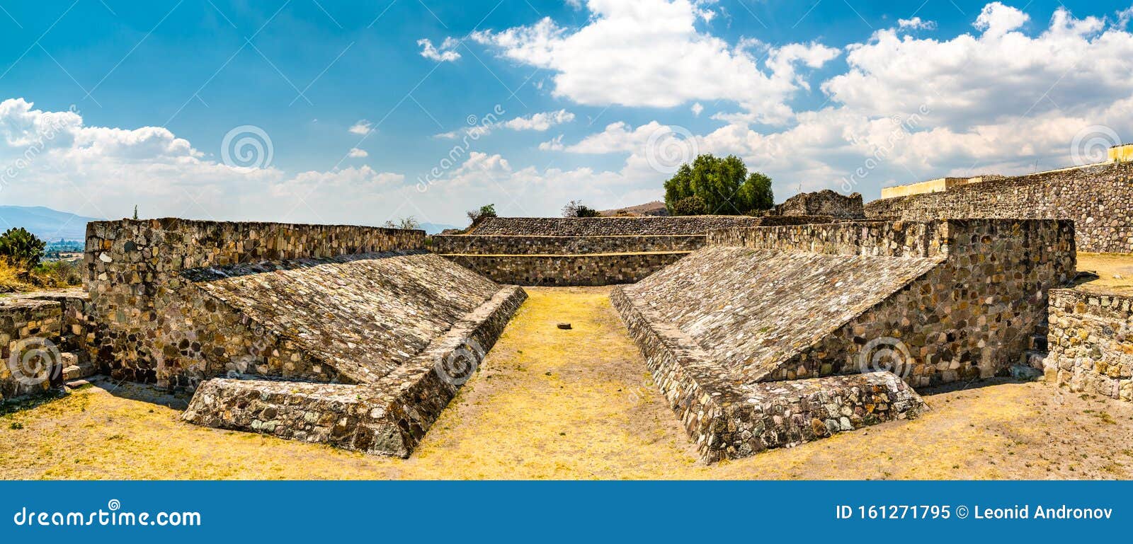 ballcourt at the yagul archaeological site in mexico