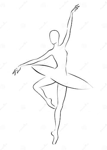 Ballerina - Black and White Outline Drawing Stock Illustration ...