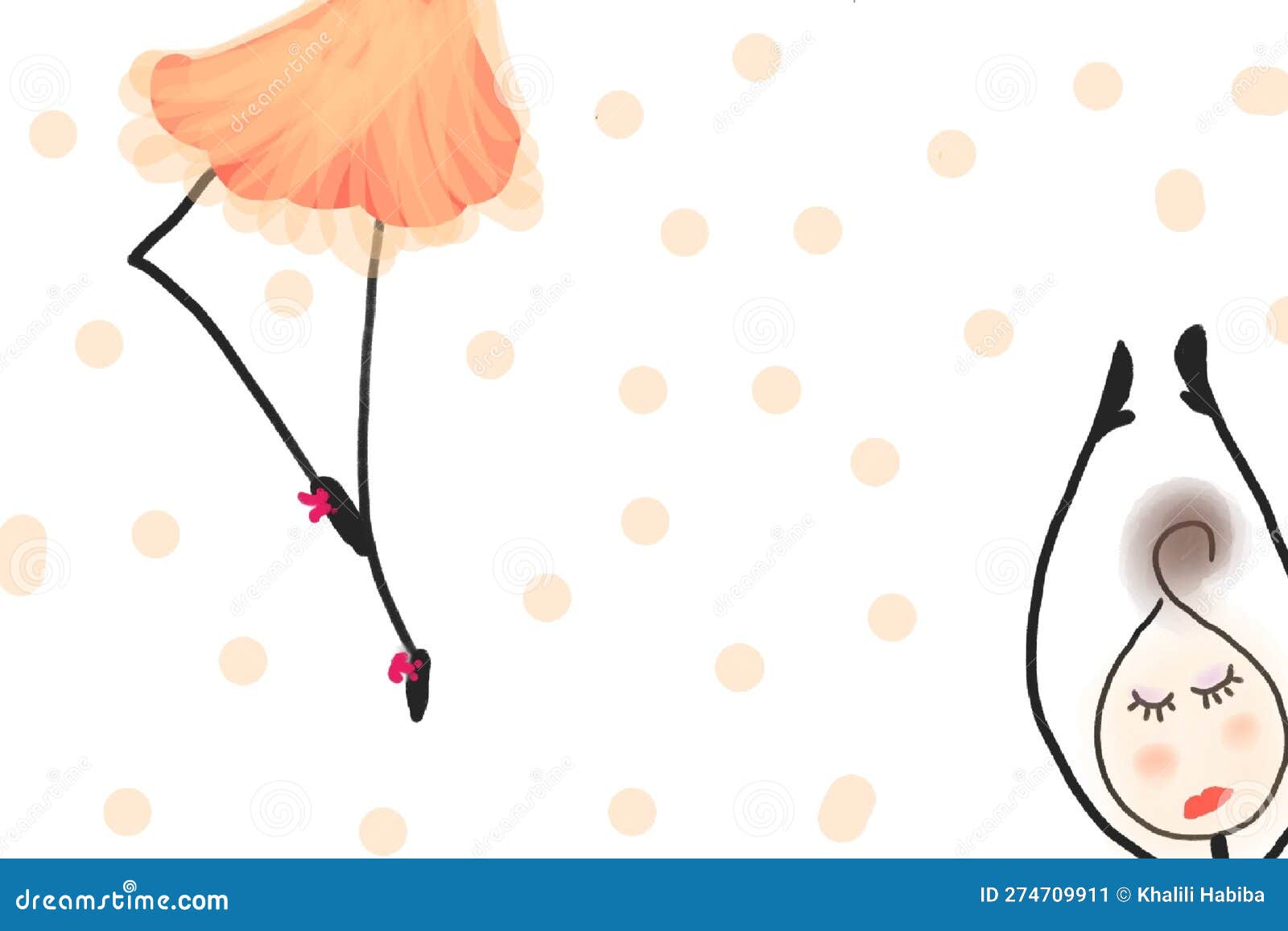 Ballerina Dancer Watercolor Hand Drawing Stock Illustration