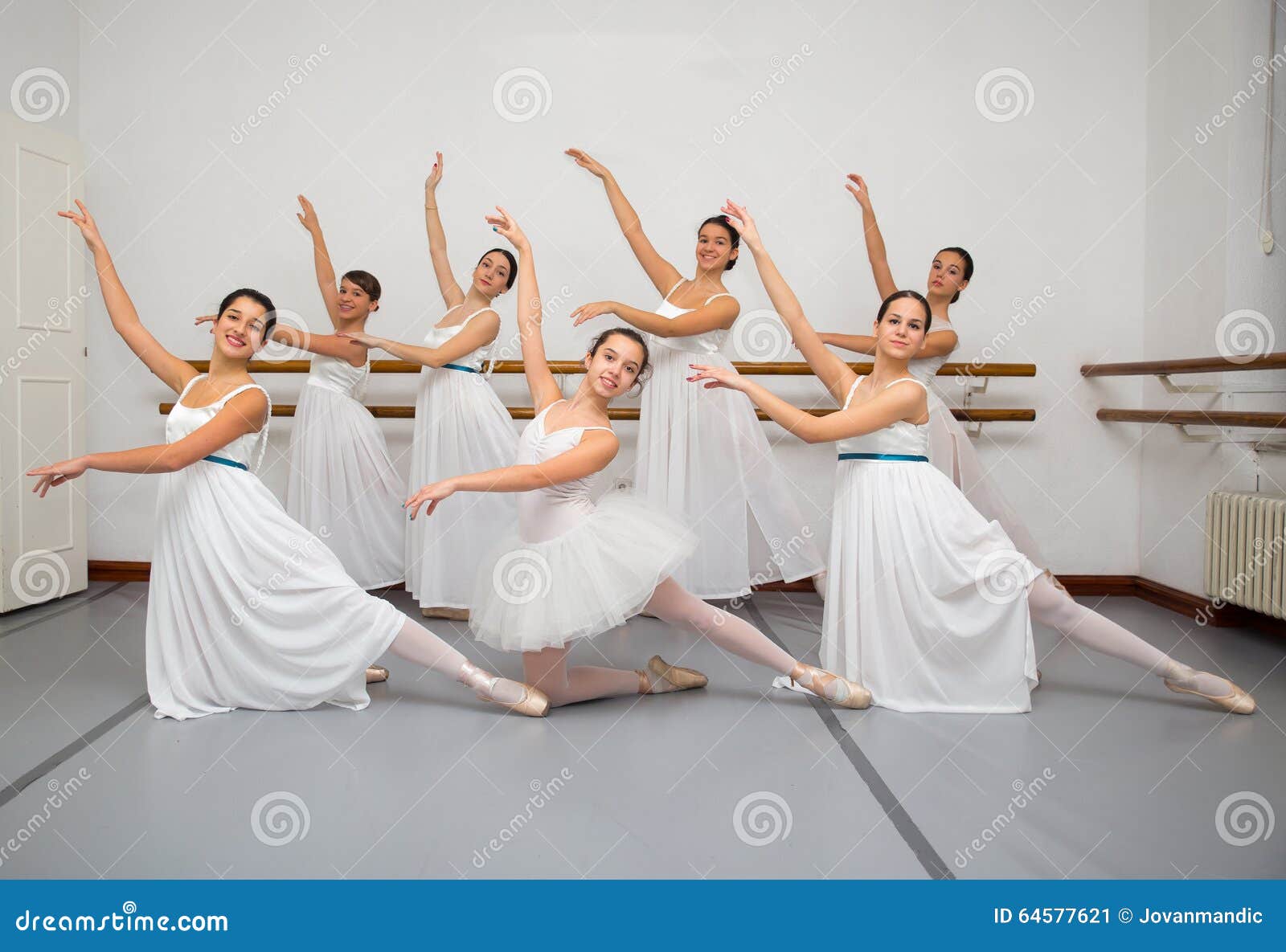 ballerina dancers pose for recital photo