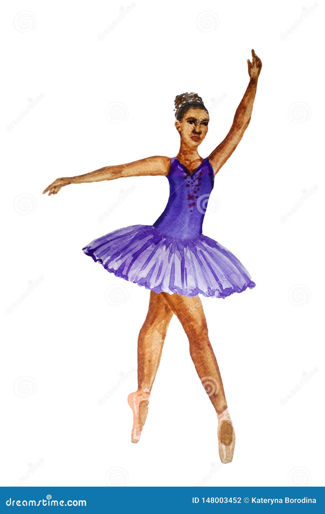 Ballerina Dancing Girl Watercolor Painting Illustration Isolated on White Background African European Chinese Stock Illustration Illustration of body, beautiful: 148003452