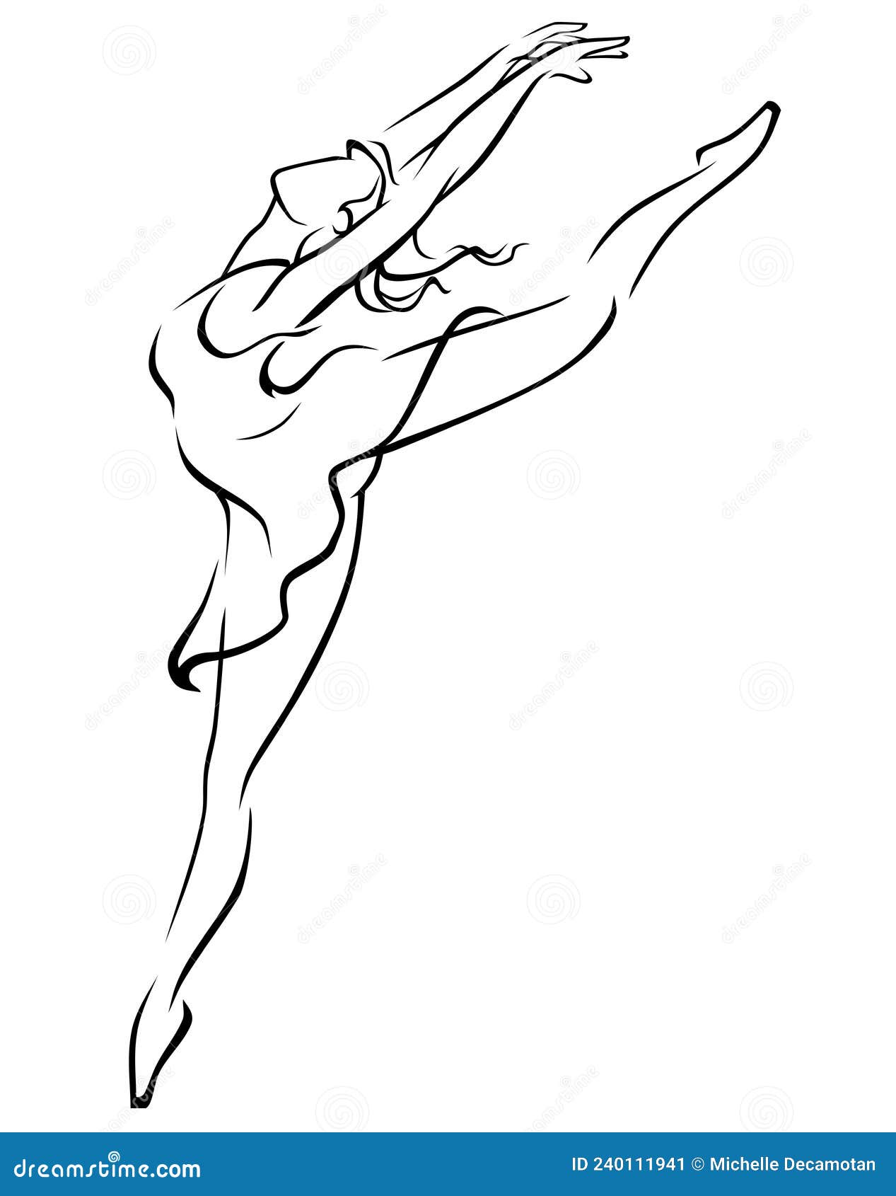 Ballerina Flexible and Graceful Body, Line Art Stock Vector ...