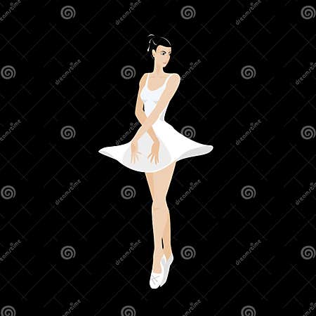 Ballerina in a white dress stock illustration. Illustration of pointes