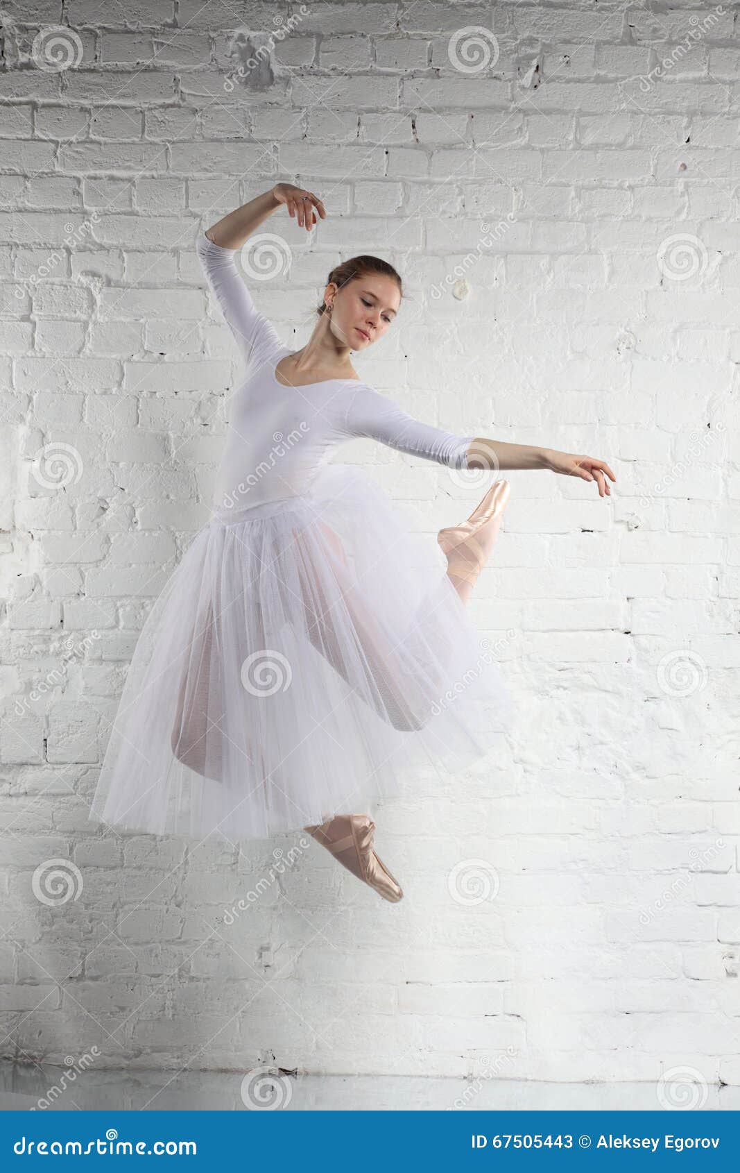 Ballerina in white stock image. Image of sensuality, jumping - 67505443