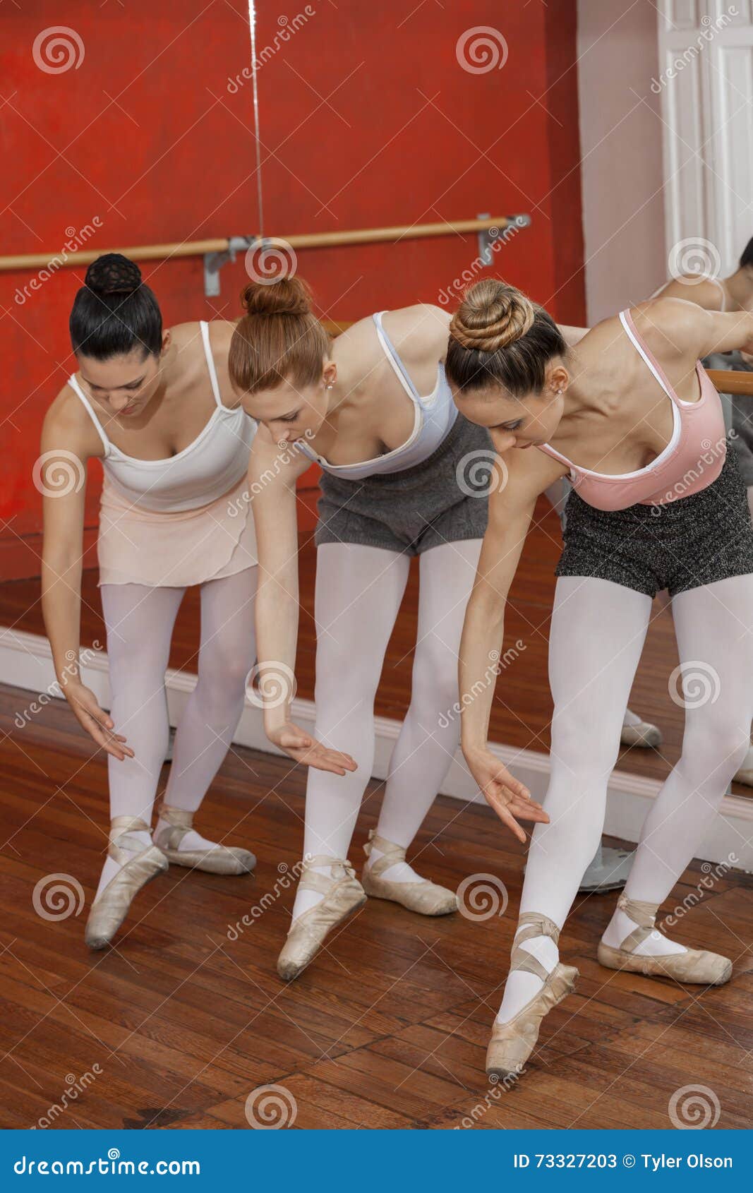 Ballerinas Bending while Performing in Dance Studio Stock Image Image of caucasian