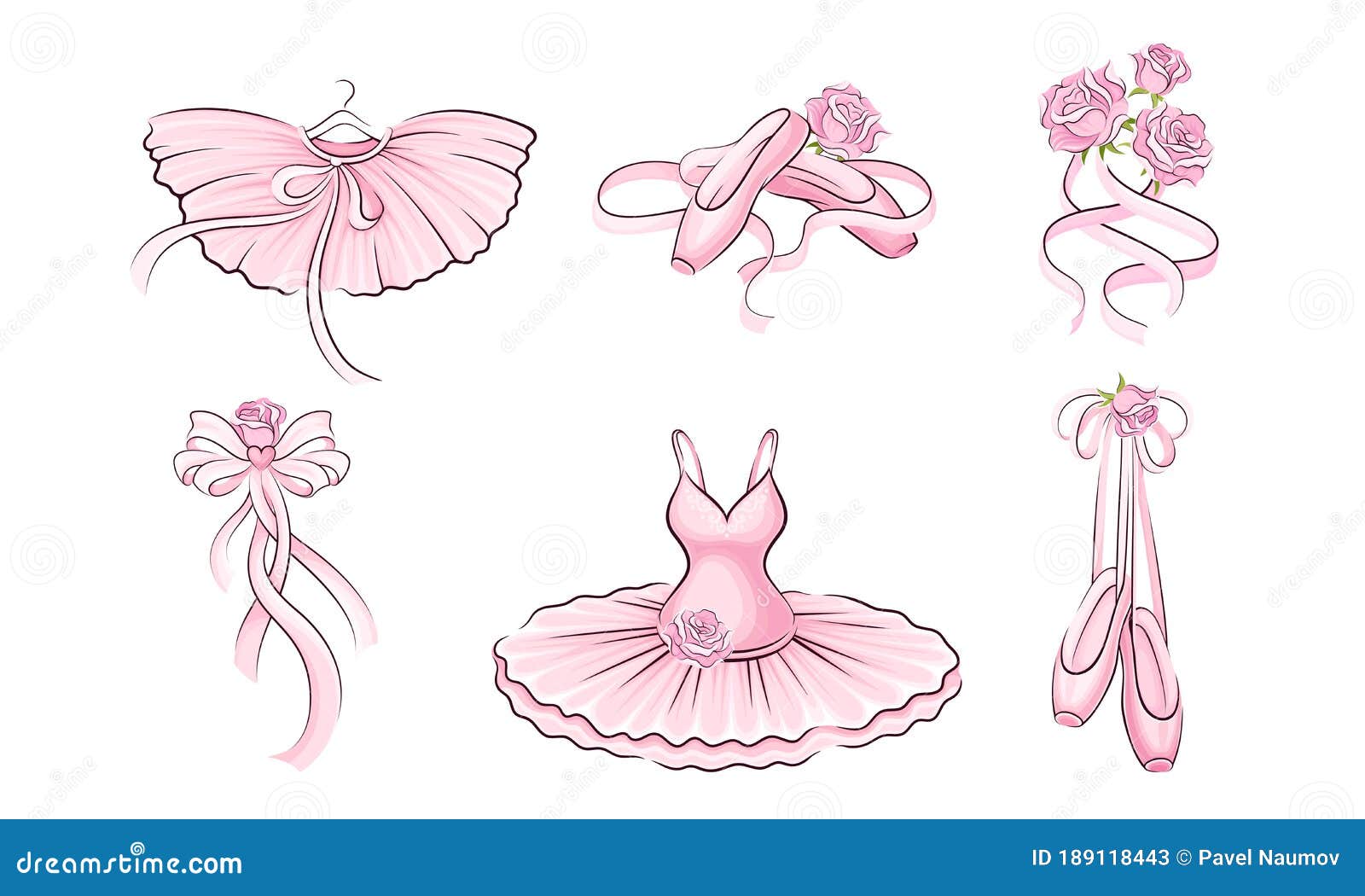 ballet accessories with tutu skirt and pair of pointe-shoes  set