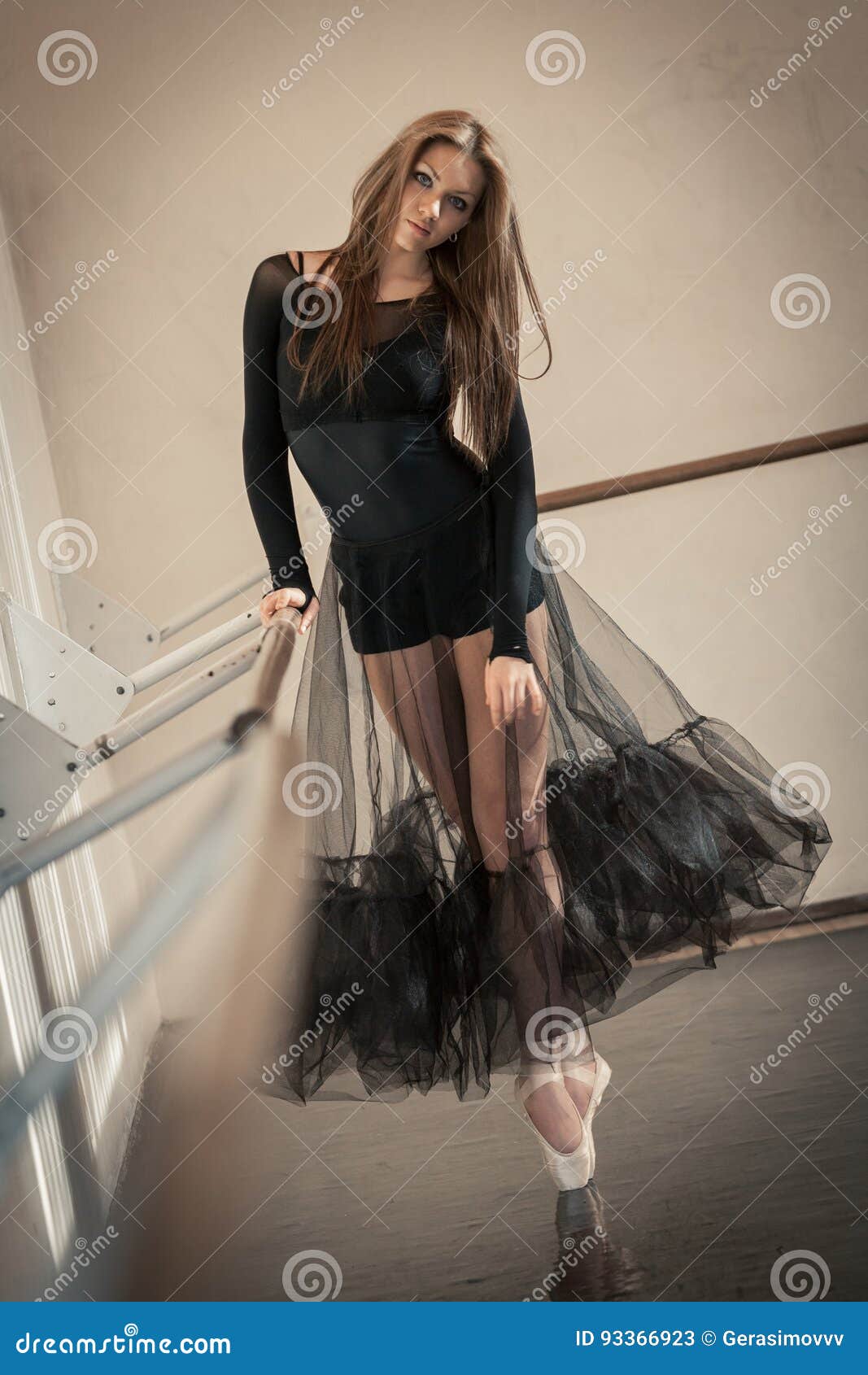 Ballet Dancer at Ballet Barre on a Tiptoe Stock Image - Image of girl,  black: 93366923