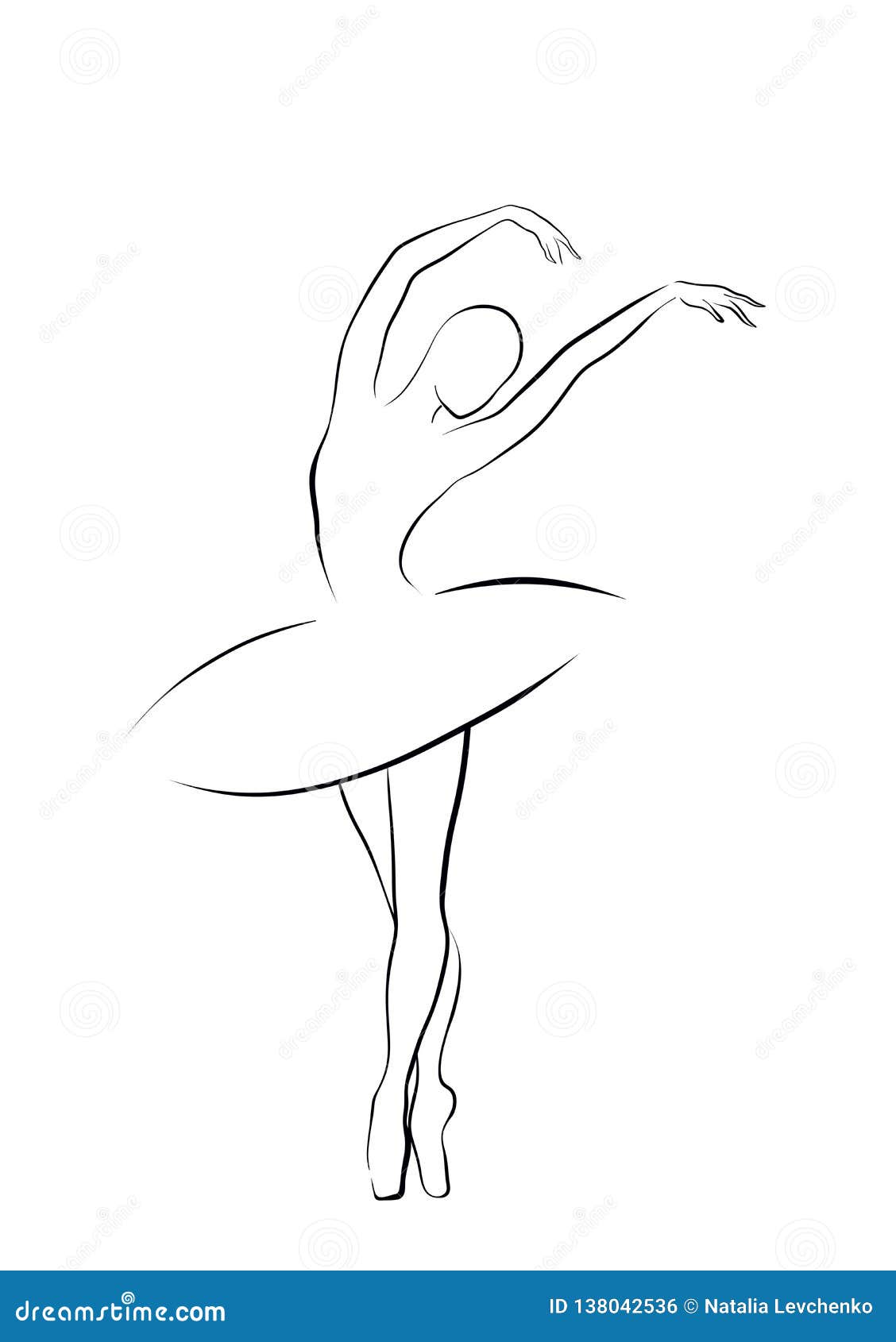 Ballet Dancer Girl - Black and White Outline Stock Illustration ...