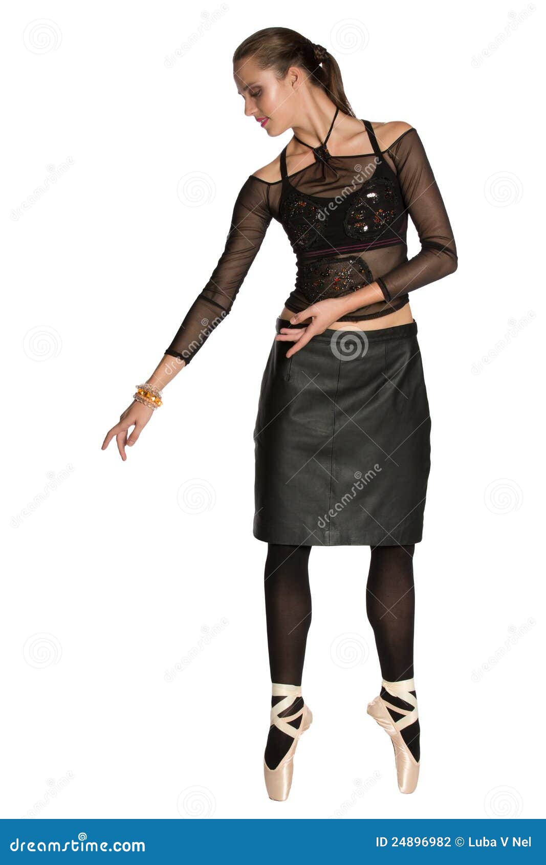 Ballet Dancer in Leather Black Skirt Stock Photo Image of life, mesh