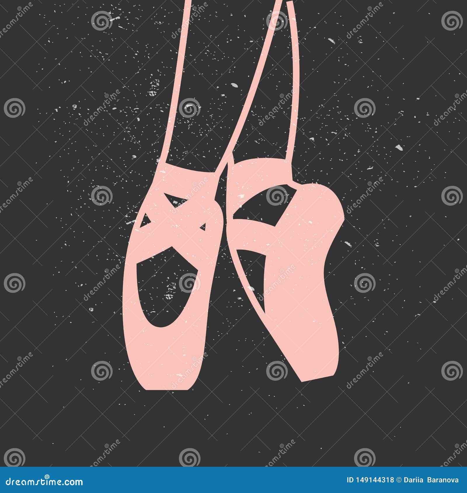 Ballet Flat Illustrations Pink Pointe Shoe Isolated Stock Vector