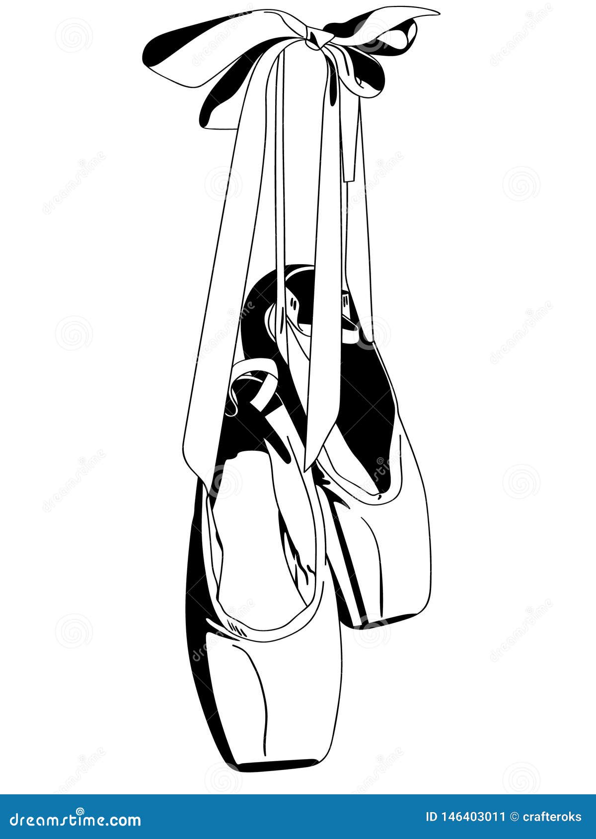Ballet Pointe Shoes Illustation by Vector Illustration of silhouette, shoes: 146403011