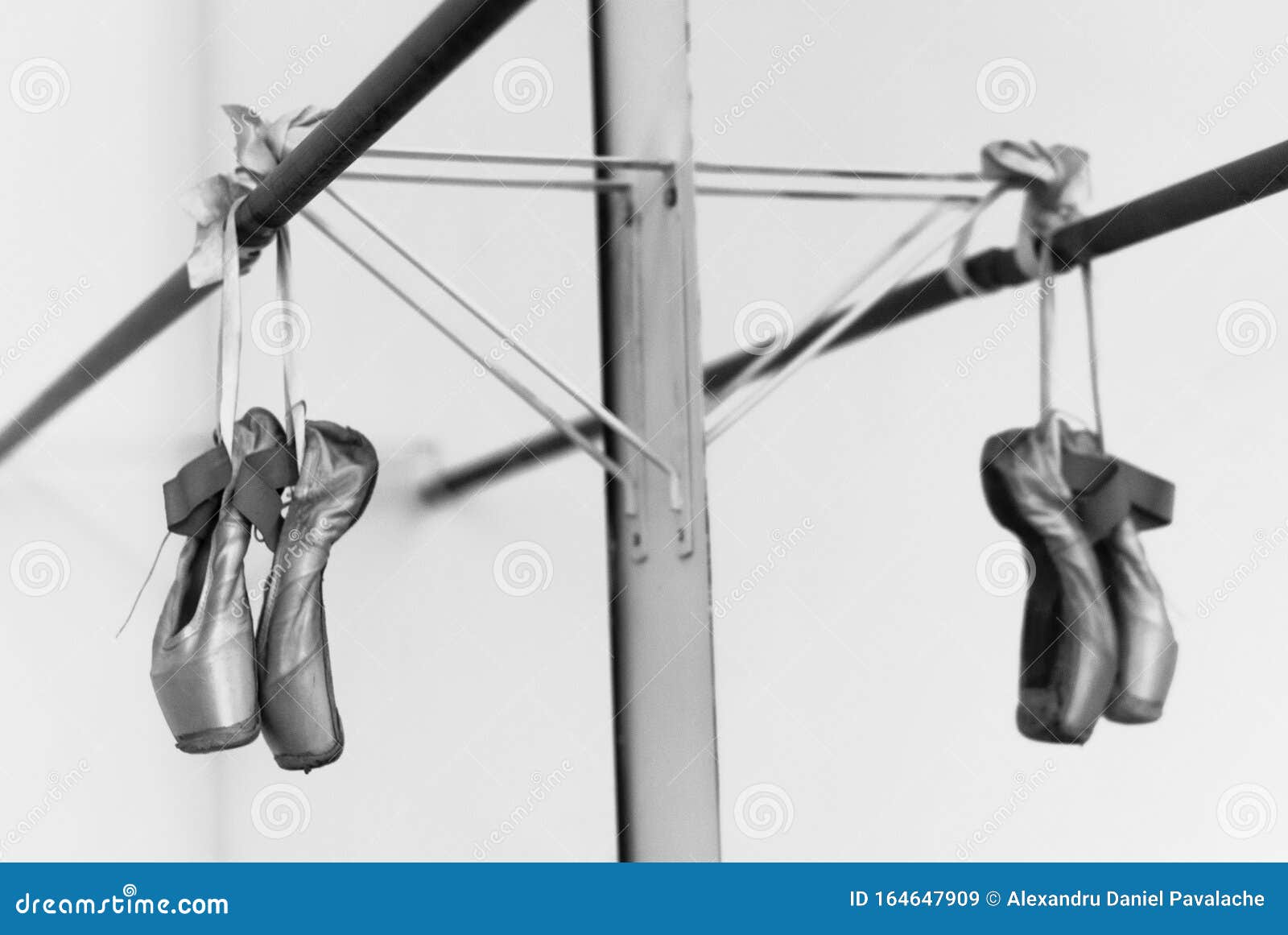 Ballet Shoes Hanging on the Practice Bar Stock Image Image of style