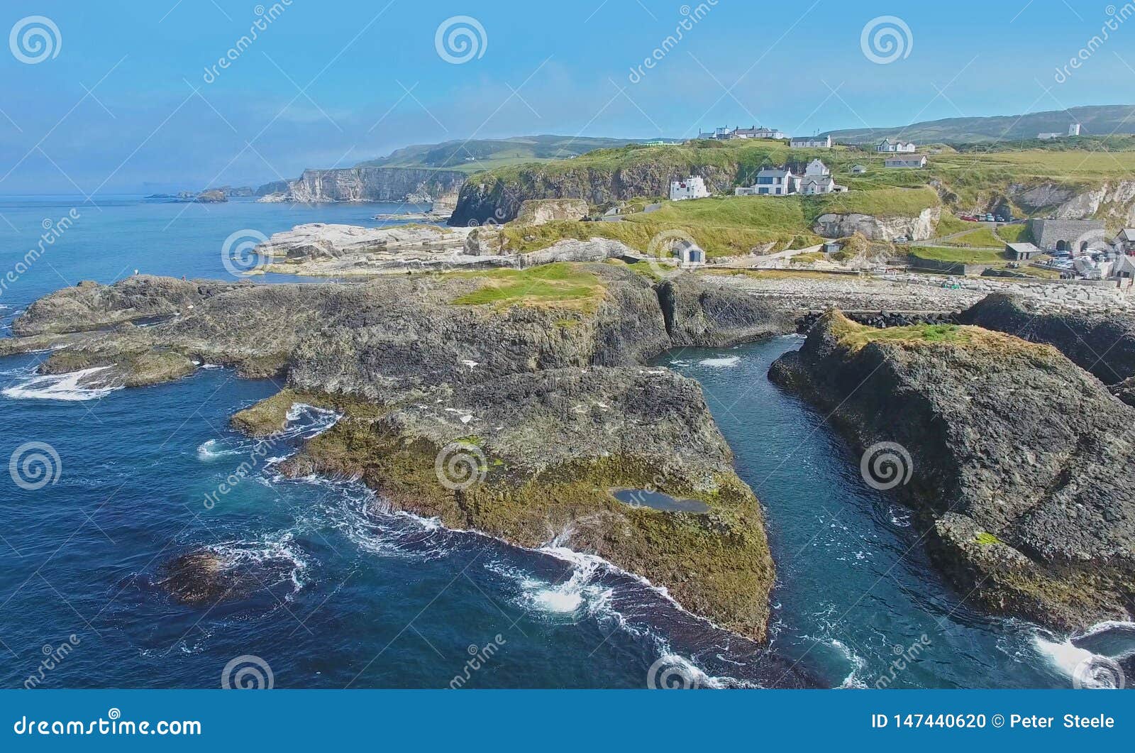 Rocks Irish Sea Atlantic Ocean on Coastline Giants Causeway Co. Antrim Northern Ireland Stock