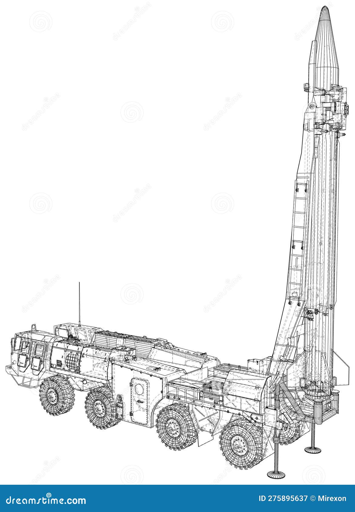 Ballistic Missile. Rocket Missile Launcher Vehicle Truck Stock Vector ...
