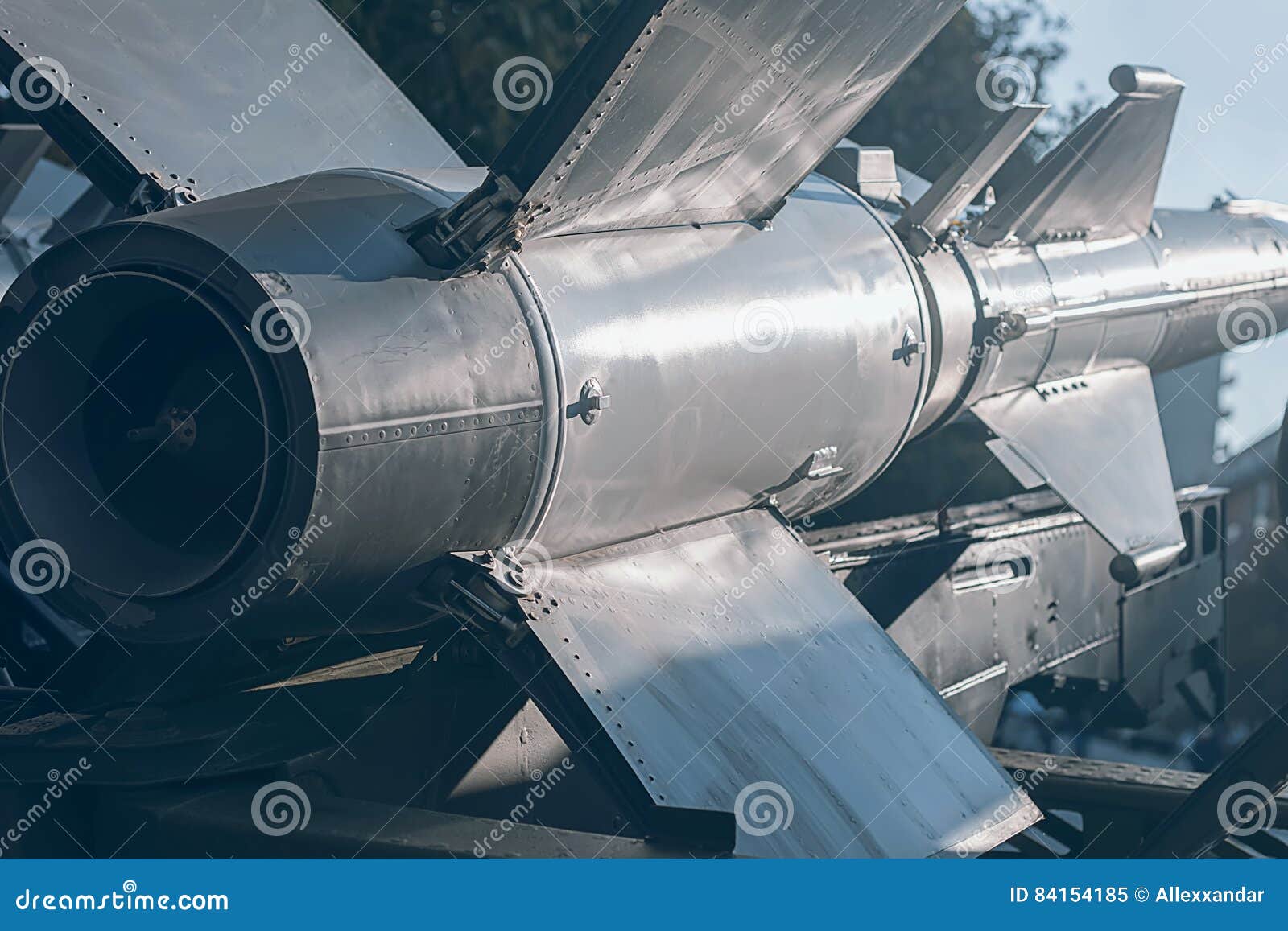 ballistic rocket. nuclear missile with warhead. war backgound.