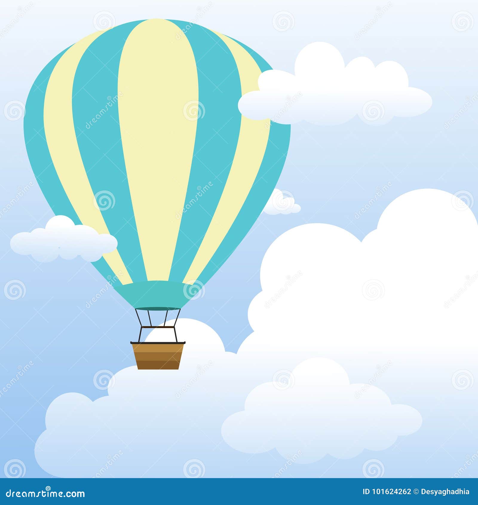 Ballon à Air Chaud Flottant Dans La Vue Nuageuse De Ciel Bleu Ciel