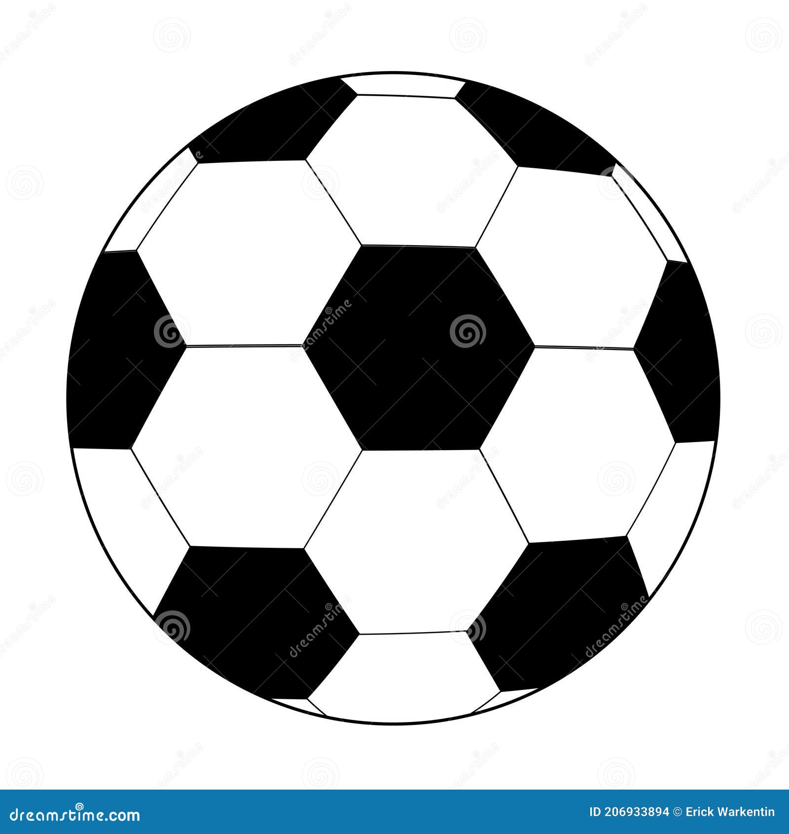 Ballon De Football En Noir Et Blanc Illustration de Vecteur - Illustration  du hexagone, matériel: 206933894