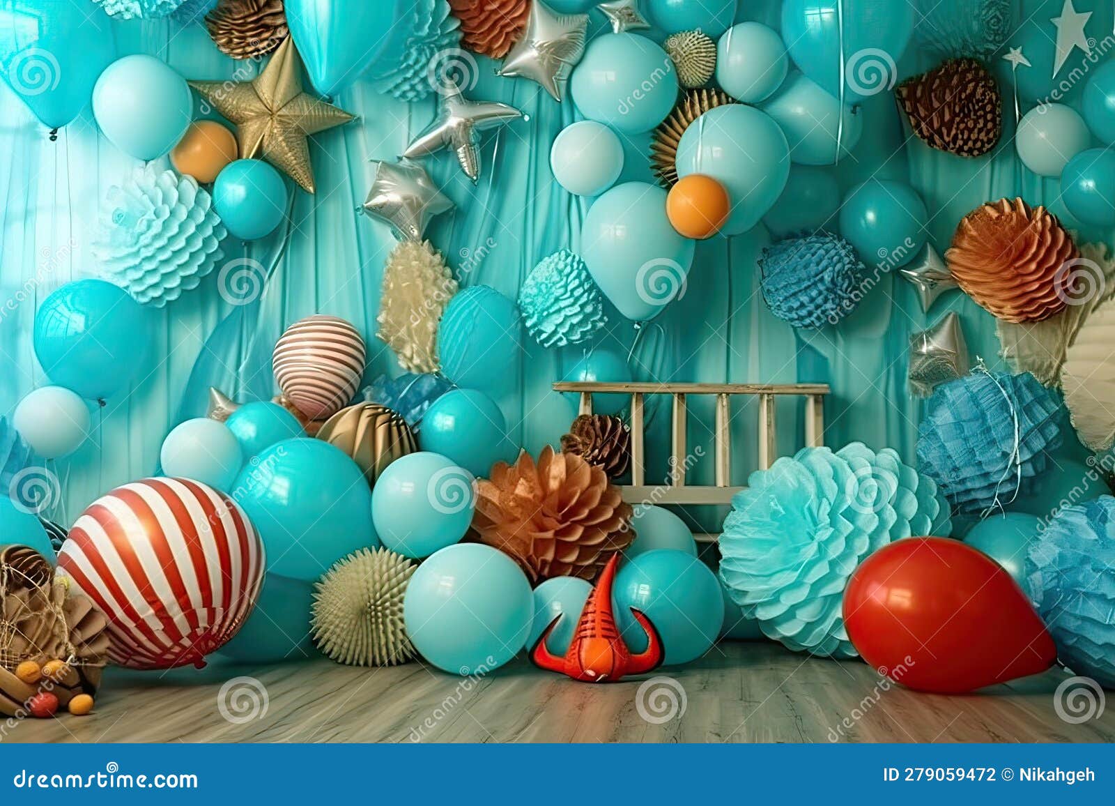 Ballon Decoration Wall Party Kids in the Home Ocean Theme Stock