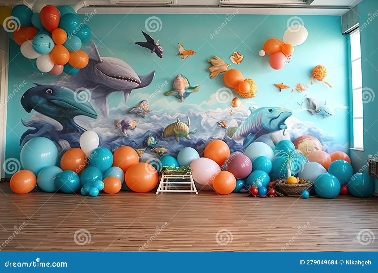 Ballon Decoration Wall Party Kids in the Home Ocean Theme Stock  Illustration - Illustration of decoration, wall: 279049684