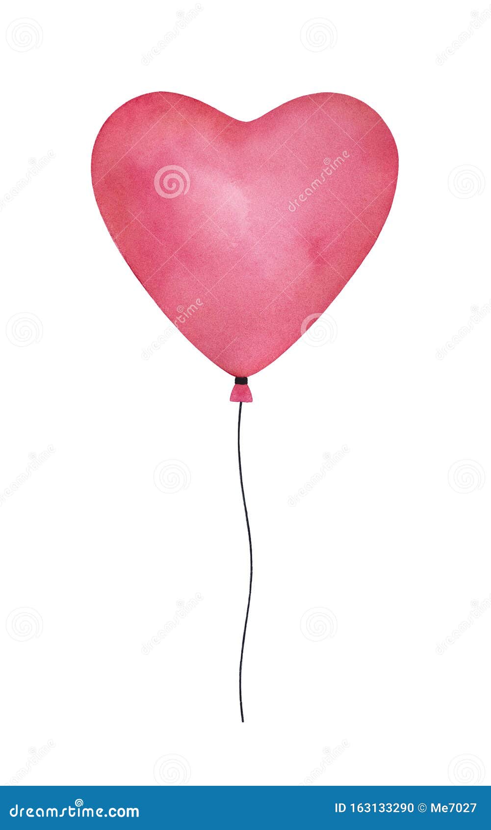 Ballon En Forme De Coeur Rose Sur Ficelle Agitant Illustration