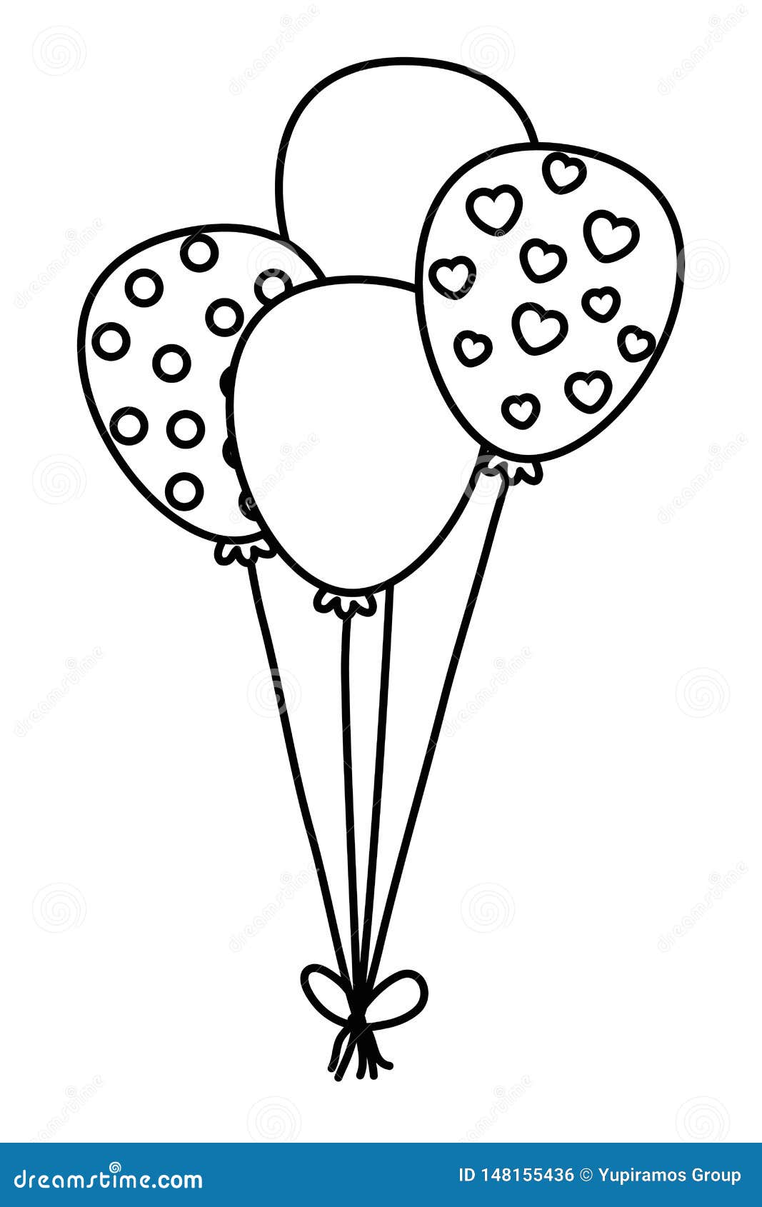 Detective feedback Syndicaat Ballon Met Knoop in Zwart-wit Vector Illustratie - Illustration of pret,  partij: 148155436