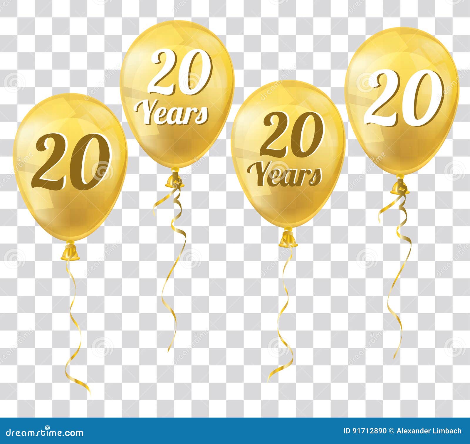 Ballon Transparent D'or 20 Ans Illustration de Vecteur - Illustration du  divertissement, ballon: 91712890