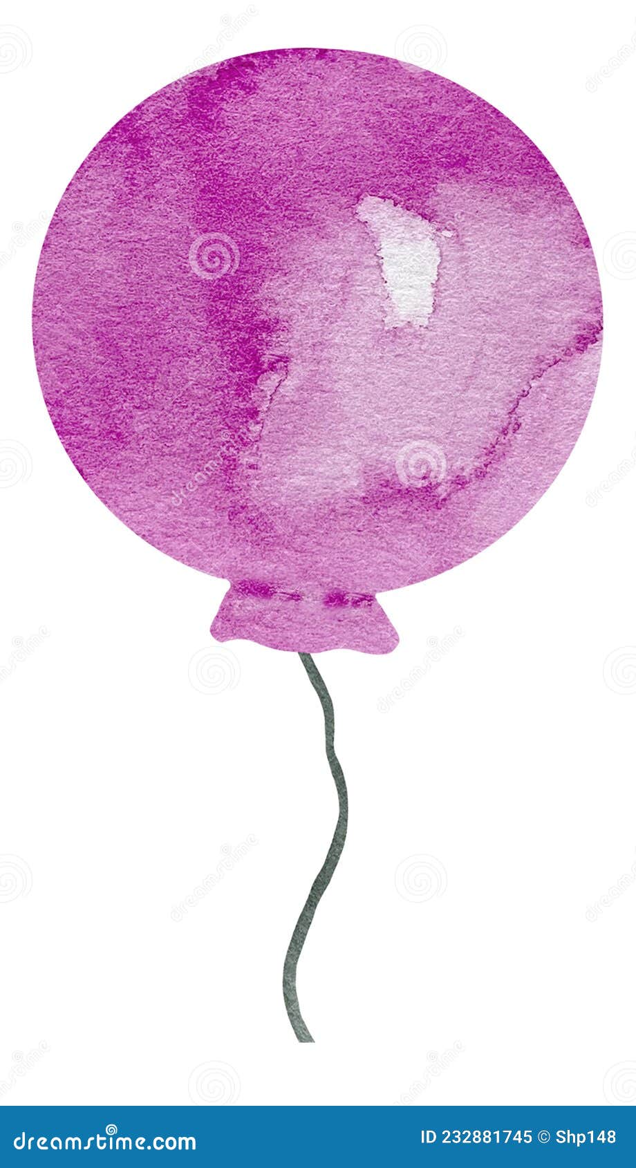 Ballons D'air Rose Vif à L'aquarelle Mignonne Avec Ficelle à